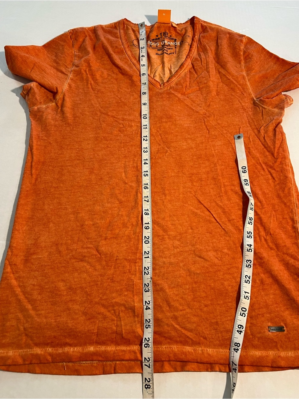 Hugo Boss Orange Toulouse V-Neck Tee Mottled Orange Wash Mens Size Medium - Picture 2 of 14
